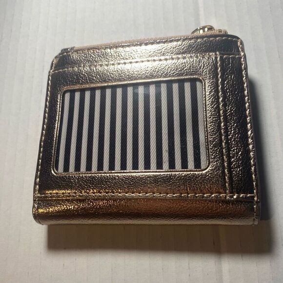 KATE SPADE New York Women’s Bifold Wallet Gold Crinkled Metallic - Picture 5 of 10
